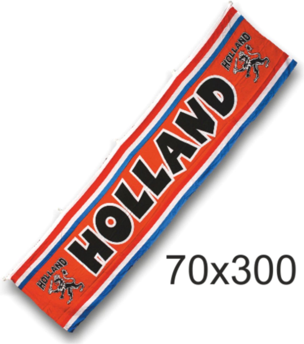 Grote straatvlag oranje Holland met leeuw | EK Voetbal 2020 2021 | Nederlands elftal vlag spandoek | Nederland supporter banner | Holland souvenir | 300 x 70 cm